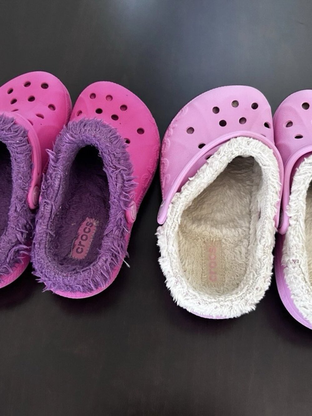 Crocs Fur Lined Size 12 and Size 2 PINK (2 pairs)